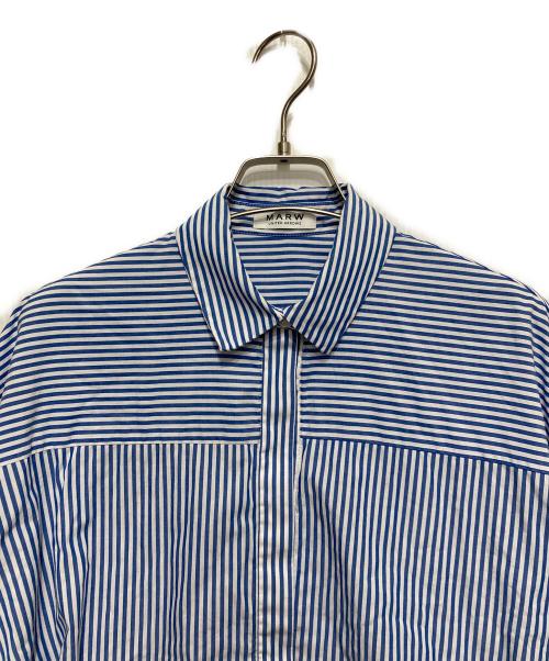 MARW UNITED ARROWS（マルゥ ユナイテッドアローズ）MARW UNITED ARROWS (マルゥ ユナイテッドアローズ) ストライプバールーンスリーブショートシャツ ホワイト×ブルー サイズ:不明の古着・服飾アイテム