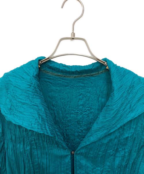 HIROKO BIS（ヒロコビス）HIROKO BIS (ヒロコビス) 【洗える】ワッシャープリーツカーディガン ブルー サイズ:Mの古着・服飾アイテム