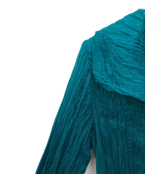 HIROKO BIS（ヒロコビス）HIROKO BIS (ヒロコビス) 【洗える】ワッシャープリーツカーディガン ブルー サイズ:Mの古着・服飾アイテム