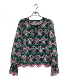 GRACE CONTINENTAL（（グレースコンチネンタル）の古着「フラワーレースブラウス」｜グリーン