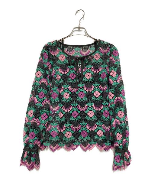 GRACE CONTINENTAL（（グレースコンチネンタル）GRACE CONTINENTAL (（グレースコンチネンタル) フラワーレースブラウス グリーン サイズ:Sの古着・服飾アイテム