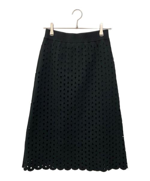 Sybilla（シビラ）Sybilla (シビラ) コットンフィットアイレットニットスカート ブラック サイズ:Mの古着・服飾アイテム
