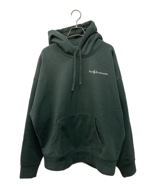 POLO RALPH LAUREN（ポロ・ラルフローレン）POLO RALPH LAUREN (ポロ・ラルフローレン) リラックスド フィット ロゴ フリース フーディ グリーン サイズ:Lの古着・服飾アイテム