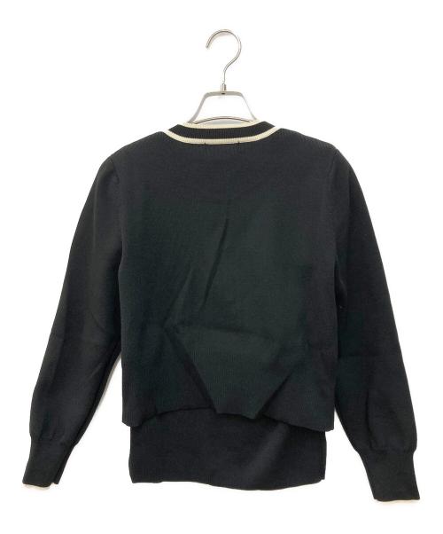 JUSGLITTY（ジャスグリッティー）JUSGLITTY (ジャスグリッティー) 配色ニットジャケットアンサンブル ブラック サイズ:SIZE 2の古着・服飾アイテム