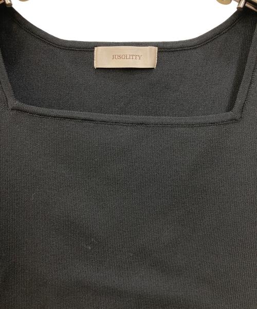 JUSGLITTY（ジャスグリッティー）JUSGLITTY (ジャスグリッティー) 配色ニットジャケットアンサンブル ブラック サイズ:SIZE 2の古着・服飾アイテム