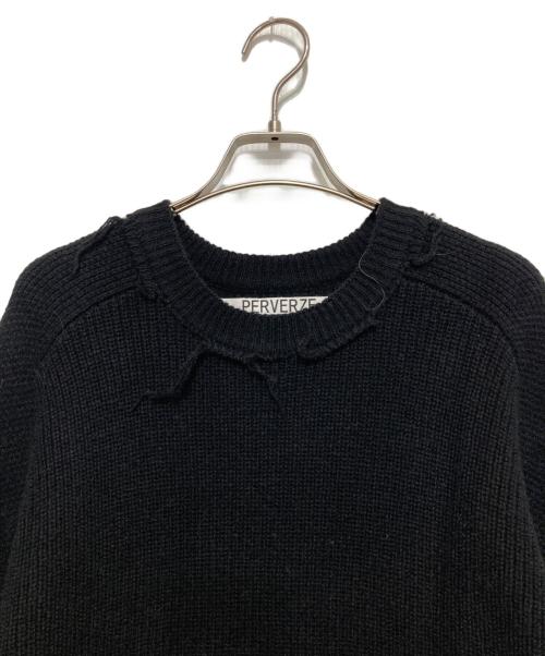 PERVERZE（パーバーズ）PERVERZE (パーバーズ) クラッシュニットワンピース ブラック サイズ:FREEの古着・服飾アイテム