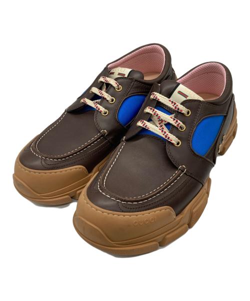 GUCCI（グッチ）GUCCI (グッチ) BOATREK SNEAKER LEATHER ブラウン サイズ:SIZE 11の古着・服飾アイテム