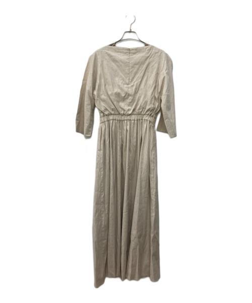 Mila Owen（ミラオーウェン）Mila Owen (ミラオーウェン) ボートネックデザインスリーブリネンワンピ ベージュ サイズ:SIZE 1の古着・服飾アイテム