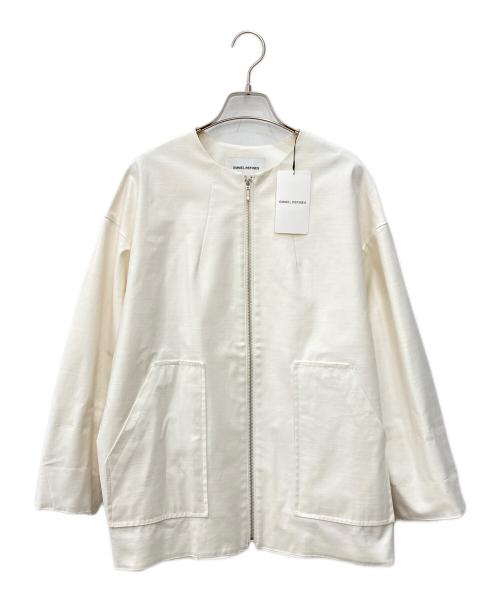 EMMEL REFINES（エメル リファインズ）EMMEL REFINES (エメル リファインズ) EM バックサテン ジップ ノーカラーコート ホワイト サイズ:S 未使用品の古着・服飾アイテム