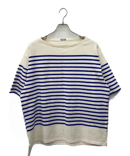 JOURNAL STANDARD relume（ジャーナルスタンダード レリューム）JOURNAL STANDARD relume (ジャーナルスタンダード レリューム) バスクシャツ アイボリー×ブルー サイズ:Lの古着・服飾アイテム