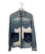 DSQUARED2ディースクエアード）の古着「再構築ダメージデニムシャツ/パッチワーク/リメイク/長袖シャツ」｜インディゴ