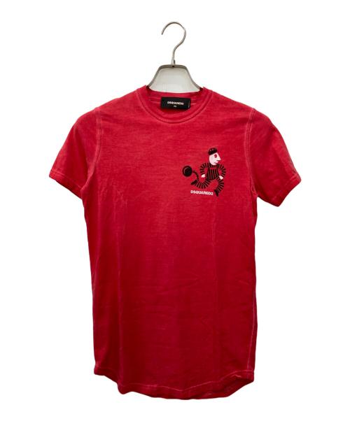 DSQUARED2（ディースクエアード）DSQUARED2 (ディースクエアード) プリントTシャツ レッド サイズ:XSの古着・服飾アイテム