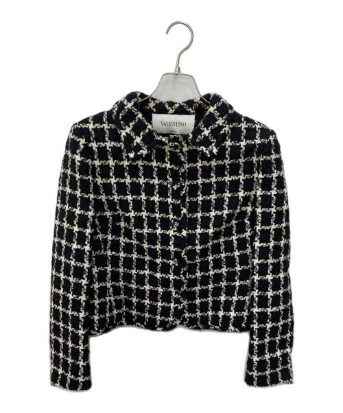 VALENTINO（ヴァレンティノ）VALENTINO (ヴァレンティノ) ショート丈ツイードジャケット ブラック サイズ:SIZE46の古着・服飾アイテム