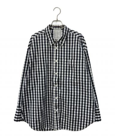ビアズリー♥ギンガムワッシャーオーバーシャツ　ワッシャー加工　ゆったり　黒×白 BEARDSLEY（ビアズリー）の「ギンガムワッシャ― オーバーシャツ