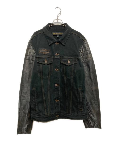 HARLEY-DAVIDSON（ハーレーダビッドソン）HARLEY-DAVIDSON (ハーレーダビッドソン) 袖レザー×デニムジャケット ブラック サイズ:Lの古着・服飾アイテム