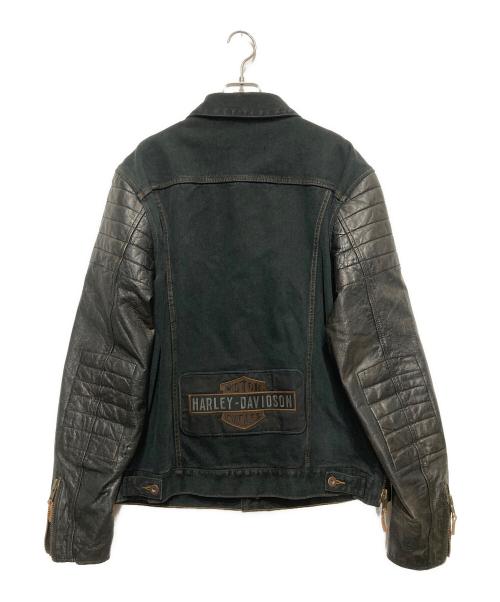 HARLEY-DAVIDSON（ハーレーダビッドソン）HARLEY-DAVIDSON (ハーレーダビッドソン) 袖レザー×デニムジャケット ブラック サイズ:Lの古着・服飾アイテム