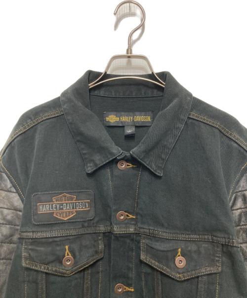 HARLEY-DAVIDSON（ハーレーダビッドソン）HARLEY-DAVIDSON (ハーレーダビッドソン) 袖レザー×デニムジャケット ブラック サイズ:Lの古着・服飾アイテム