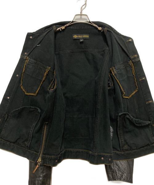 HARLEY-DAVIDSON（ハーレーダビッドソン）HARLEY-DAVIDSON (ハーレーダビッドソン) 袖レザー×デニムジャケット ブラック サイズ:Lの古着・服飾アイテム