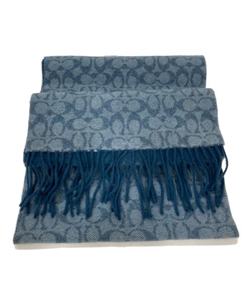 COACH（コーチ）COACH (コーチ) シグネチャーウールスマフラー ブルーの古着・服飾アイテム