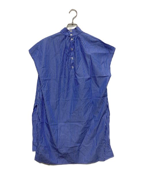 MACPHEE（マカフィー）MACPHEE (マカフィー) コットンブロード スタンドカラーチュニックブラウス ブルー サイズ:SIZE 36の古着・服飾アイテム