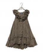 BURBERRY LONDONバーバリーロンドン）の古着「フリルノースリーブワンピース」｜ブラウン