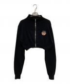 ACLENTアクレント）の古着「Emblem short zip knit top」｜ブラック