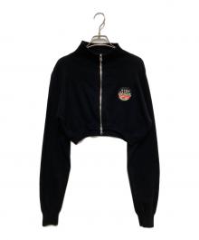 ACLENT（アクレント）の古着「Emblem short zip knit top」｜ブラック
