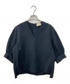 UNITED ARROWS TOKYOユナイテッドアローズトウキョウ）の古着「Vネック パフスリーブ ブラウス OX」｜ネイビー