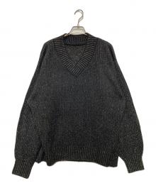 anuans（アニュアンス）の古着「Vネックラメニットプルオーバー」｜ブラック