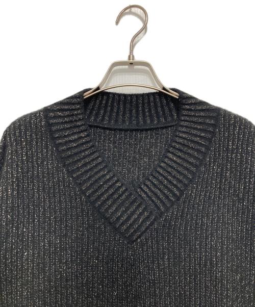 anuans（アニュアンス）anuans (アニュアンス) Vネックラメニットプルオーバー ブラック サイズ:FREEの古着・服飾アイテム