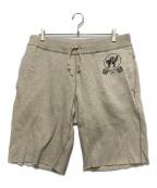 RRLダブルアールエル）の古着「クロスフラッグ プリント スウェットハーフパンツ」｜アイボリー