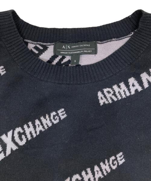 ARMANI EXCHANGE（アルマーニ エクスチェンジ）ARMANI EXCHANGE (アルマーニ エクスチェンジ) 総ロゴニット ブラック サイズ:Sの古着・服飾アイテム