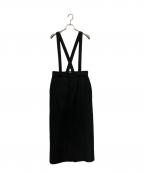 IENAイエナ）の古着「リネン混TRサスペンダー付きペンシルスカート」｜ブラック