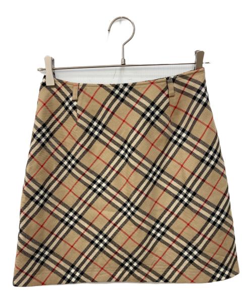 BURBERRY BLUE LABEL（バーバリーロンドンブルーレーベル）BURBERRY BLUE LABEL (バーバリーロンドンブルーレーベル) ノバチェック台形スカート ベージュ サイズ:36の古着・服飾アイテム