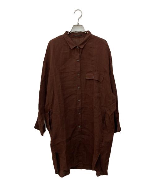 BARNYARDSTORM（バンヤードストーム）BARNYARDSTORM (バンヤードストーム) リネンシャツワンピース ブラウン サイズ:SIZE 0の古着・服飾アイテム