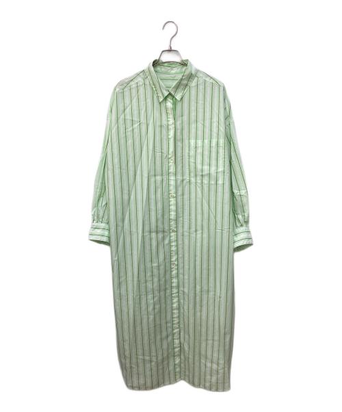 green label relaxing（グリーンレーベルリラクシング）green label relaxing (グリーンレーベルリラクシング) タック スリーブ シャツ ワンピース ストライプ グリーン サイズ:なしの古着・服飾アイテム