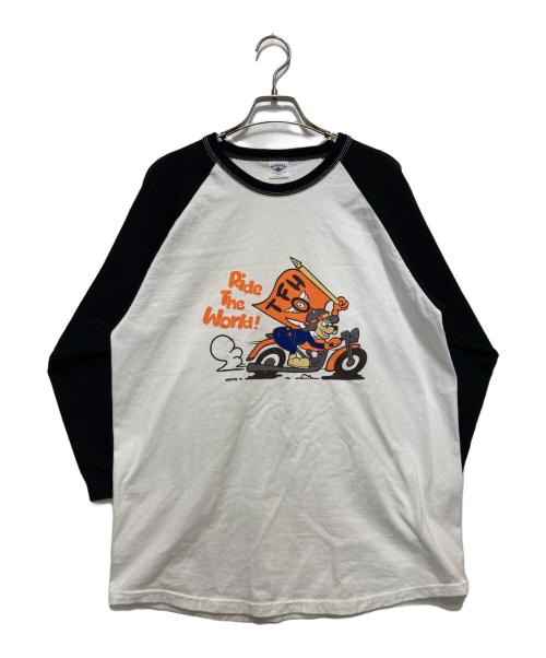 THE FLAT HEAD（ザ・フラットヘッド）THE FLAT HEAD (ザ・フラットヘッド) ラグランカットソー ホワイト×ブラック サイズ:SIZE42の古着・服飾アイテム