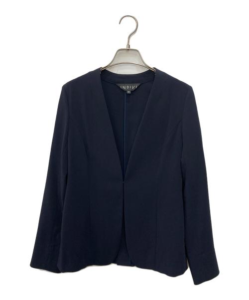 INDIVI（インディヴィ）INDIVI (インディヴィ) ノーカラージャケット ネイビー サイズ:XSの古着・服飾アイテム
