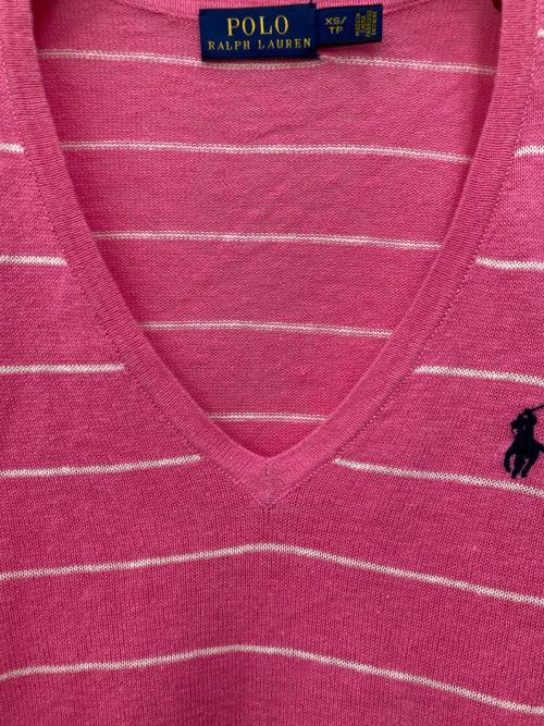 POLO RALPH LAUREN（ポロ・ラルフローレン）POLO RALPH LAUREN (ポロ・ラルフローレン) リネン混ニット ピンク サイズ:XSの古着・服飾アイテム