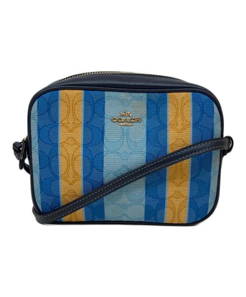 COACH（コーチ）COACH (コーチ) シグネーチャーストライプミニカメラバッグ ブルーの古着・服飾アイテム