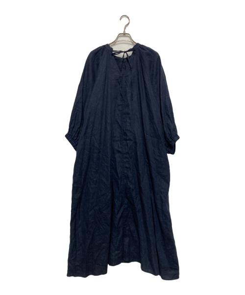 SLOBE IENA（スローブ イエナ）SLOBE IENA (スローブ イエナ) ボリュームスリーブリネンワンピース ネイビー サイズ:Mの古着・服飾アイテム