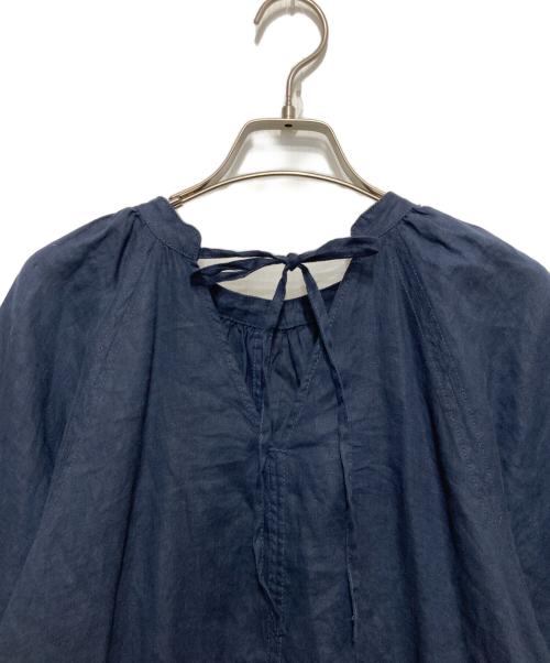 SLOBE IENA（スローブ イエナ）SLOBE IENA (スローブ イエナ) ボリュームスリーブリネンワンピース ネイビー サイズ:Mの古着・服飾アイテム