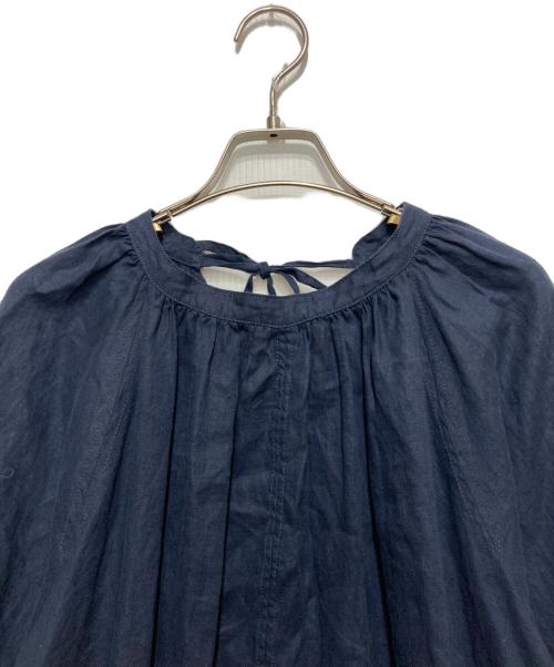 SLOBE IENA（スローブ イエナ）SLOBE IENA (スローブ イエナ) ボリュームスリーブリネンワンピース ネイビー サイズ:Mの古着・服飾アイテム