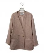 BABYLONEバビロン）の古着「ノーカラーツイードジャケット」｜ピンク