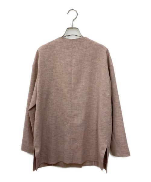 BABYLONE（バビロン）BABYLONE (バビロン) ノーカラーツイードジャケット ピンク サイズ:Freeの古着・服飾アイテム