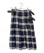 O'NEIL OF DUBLINオニールオブダブリン）の古着「リネンチェックスカート」｜ネイビー