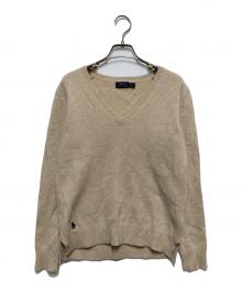 POLO RALPH LAUREN（ポロ・ラルフローレン）の古着「カシミヤ混Vネックニット」｜ベージュ