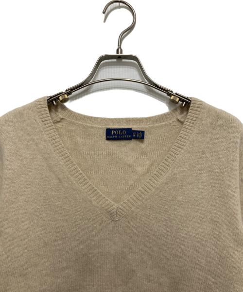 POLO RALPH LAUREN（ポロ・ラルフローレン）POLO RALPH LAUREN (ポロ・ラルフローレン) カシミヤ混Vネックニット ベージュ サイズ:XSの古着・服飾アイテム