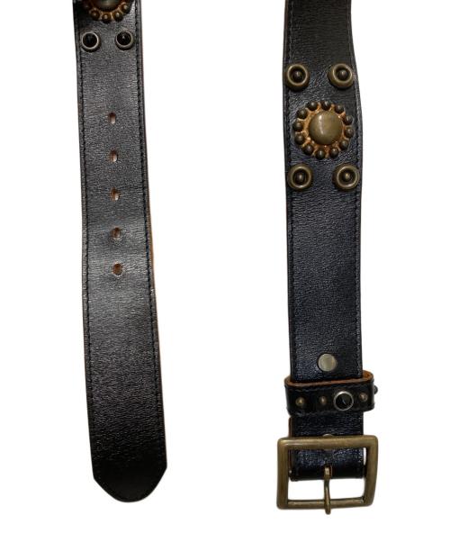 htc（エイチティーシー）htc (エイチティーシー) スタッズ×クリスタルレザーベルト ブラック サイズ:90/36の古着・服飾アイテム