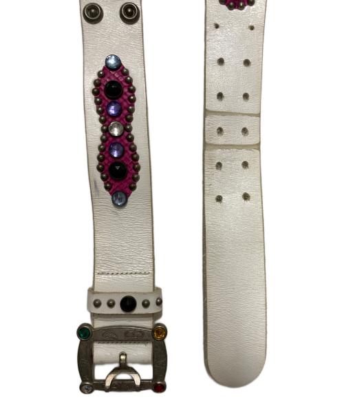 htc（エイチティーシー）htc (エイチティーシー) ピーナッツパイソンレザーベルト ホワイト サイズ:90/36の古着・服飾アイテム